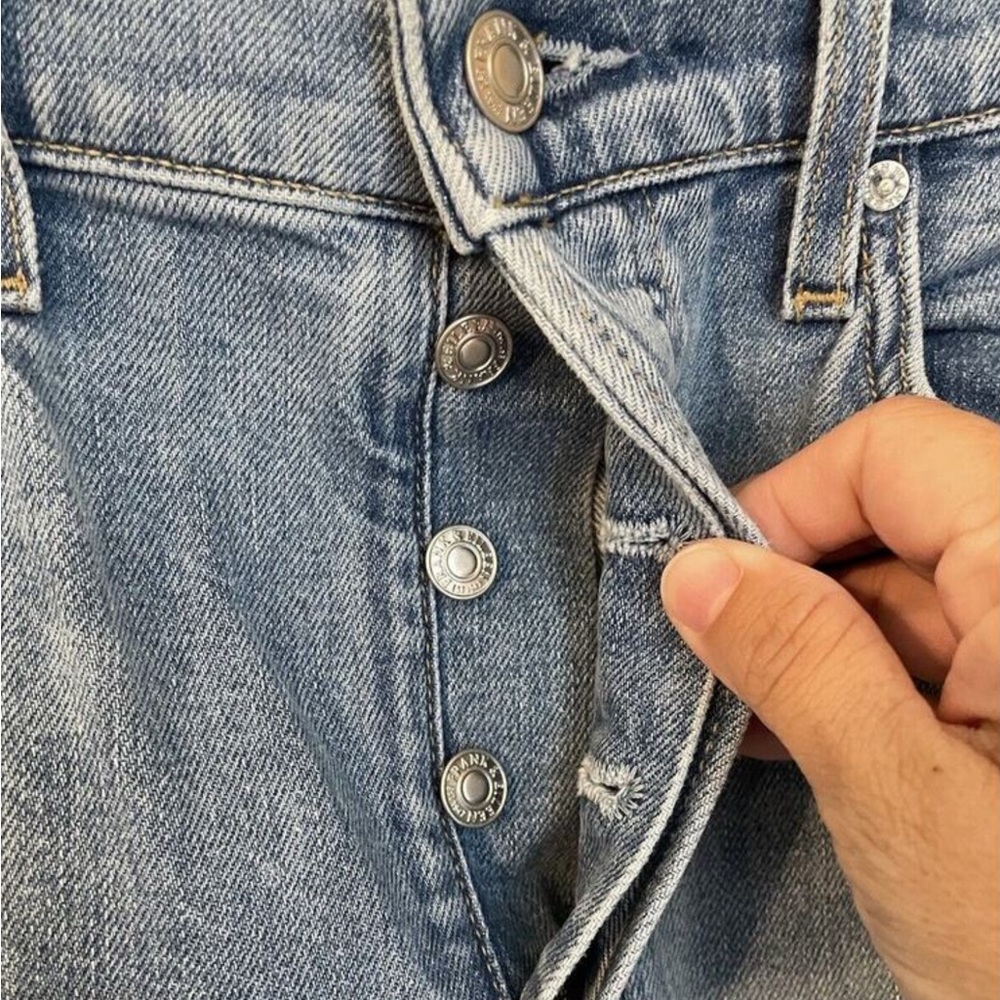 Frank & Eileen Monaghan Mom High Rise Button Fly Raw Hem Jeans Size 30 - Picture 5 of 12